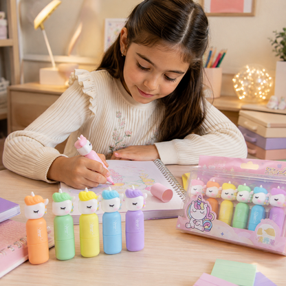 Set de Resaltadores Pastel Unicornio 🦄🌸 – ¡Tonos Suaves y Magia en tus Apuntes! ✨