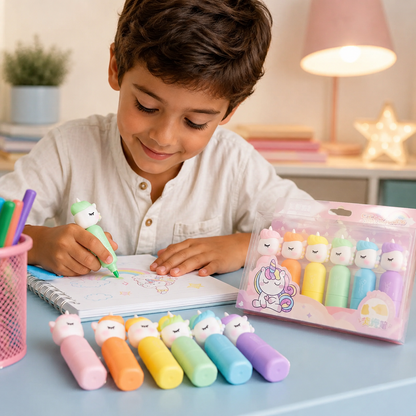 Set de Resaltadores Pastel Unicornio 🦄🌸 – ¡Tonos Suaves y Magia en tus Apuntes! ✨