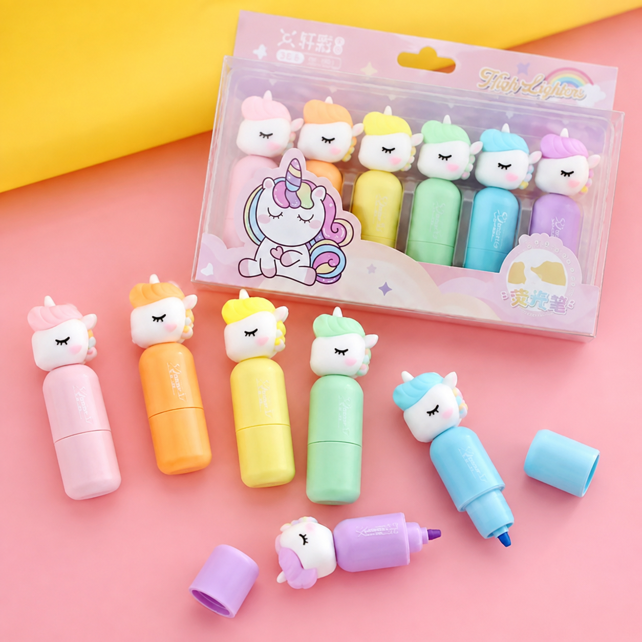 Set de Resaltadores Pastel Unicornio 🦄🌸 – ¡Tonos Suaves y Magia en tus Apuntes! ✨
