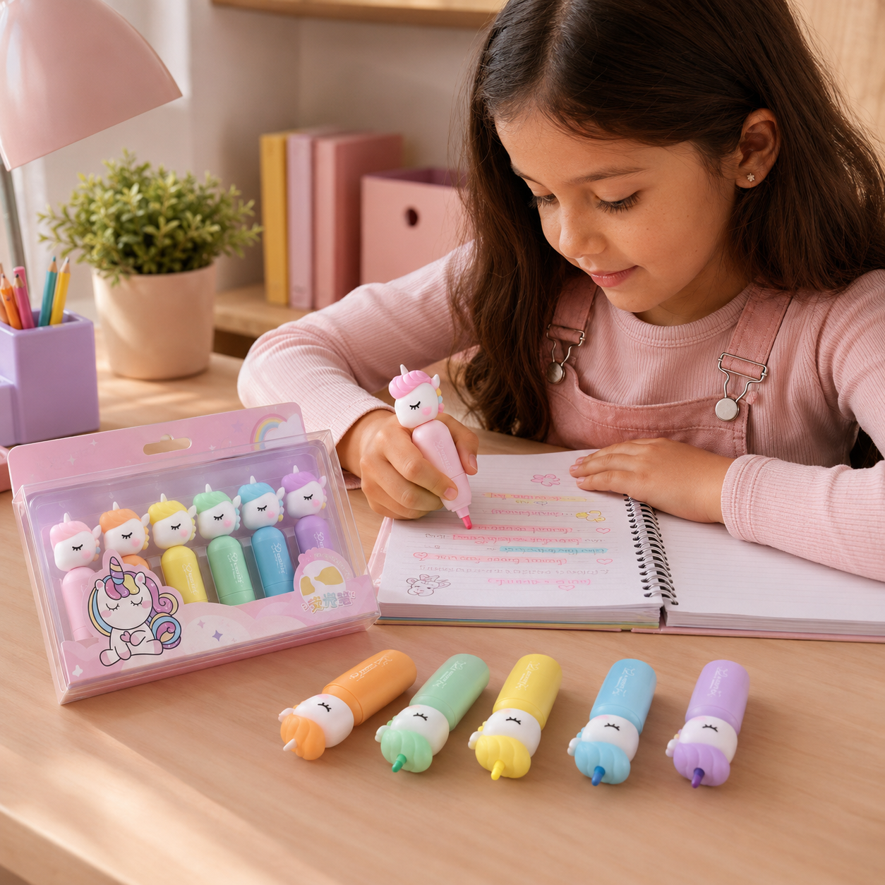 Set de Resaltadores Pastel Unicornio 🦄🌸 – ¡Tonos Suaves y Magia en tus Apuntes! ✨