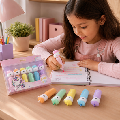 Set de Resaltadores Pastel Unicornio 🦄🌸 – ¡Tonos Suaves y Magia en tus Apuntes! ✨