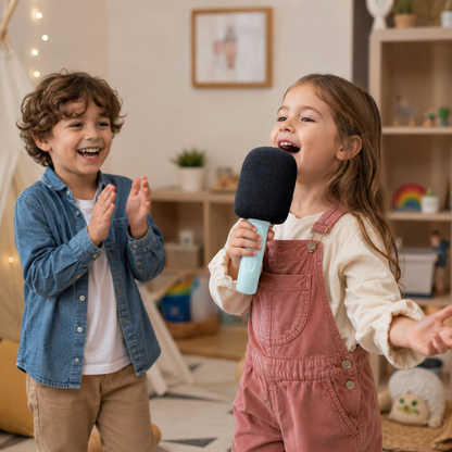 Parlante Karaoke con Micrófono Bluetooth, Luces LED y 5 Efectos de Voz