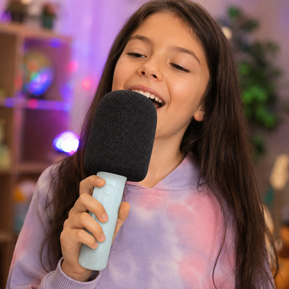 Parlante Karaoke con Micrófono Bluetooth, Luces LED y 5 Efectos de Voz