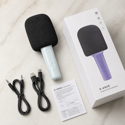 Parlante Karaoke con Micrófono Bluetooth, Luces LED y 5 Efectos de Voz