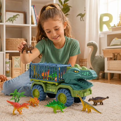 Camión Dino Monster Truck con 3 Dinosaurios y Jaulas de Transporte 🦖
