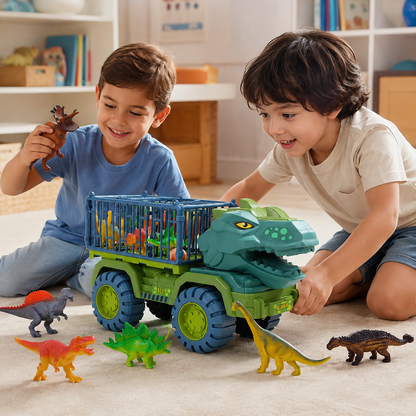 Camión Dino Monster Truck con 3 Dinosaurios y Jaulas de Transporte 🦖
