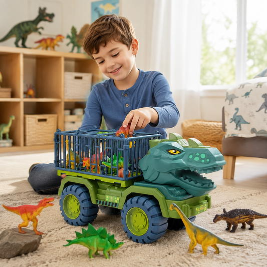 Camión Dino Monster Truck con 3 Dinosaurios y Jaulas de Transporte 🦖