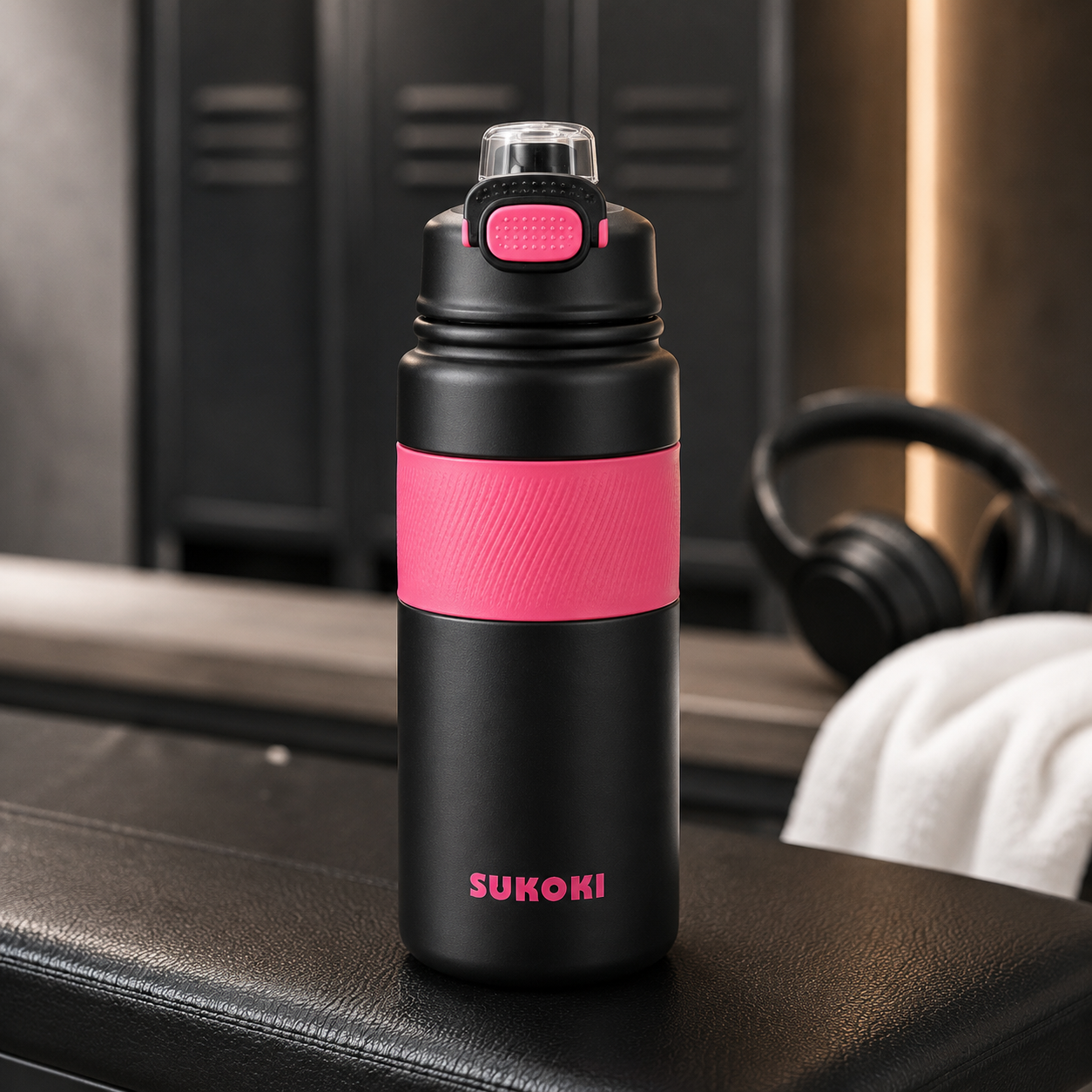Botella térmica de acero inoxidable 800 ml SUKOKI 🌈 Diseño pastel, tapa a presión y temperatura perfecta por horas