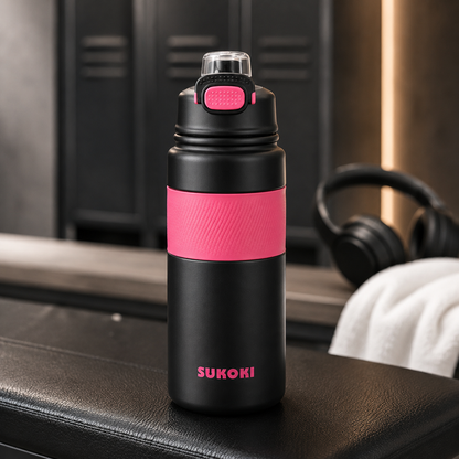 Botella térmica de acero inoxidable 800 ml SUKOKI 🌈 Diseño pastel, tapa a presión y temperatura perfecta por horas