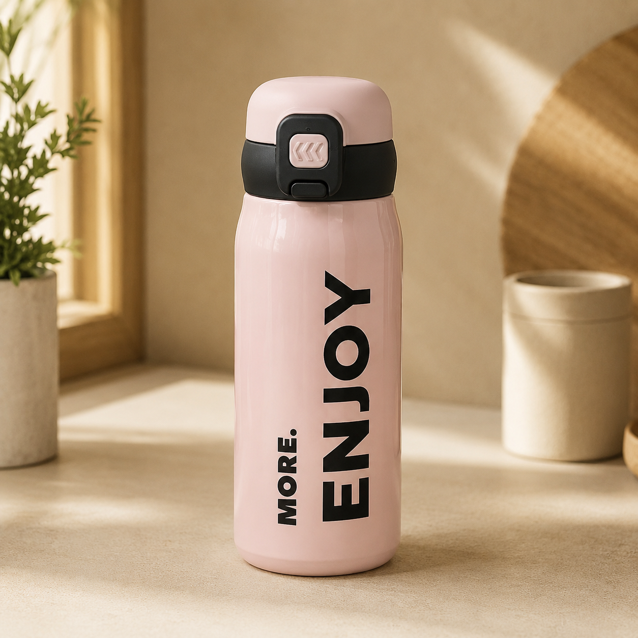 Botella térmica de acero inoxidable ENJOY 💧- 500 ml con sorbito, manija y diseño que inspira a disfrutar💧