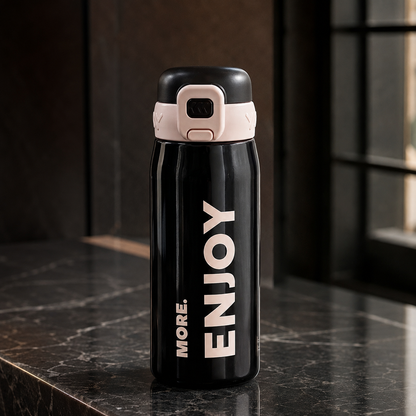 Botella térmica de acero inoxidable ENJOY 💧- 500 ml con sorbito, manija y diseño que inspira a disfrutar💧