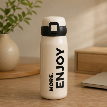 Botella térmica de acero inoxidable ENJOY 💧- 500 ml con sorbito, manija y diseño que inspira a disfrutar💧