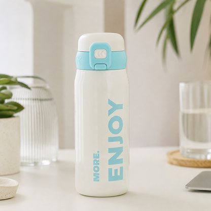 Botella térmica de acero inoxidable ENJOY 💧- 500 ml con sorbito, manija y diseño que inspira a disfrutar💧