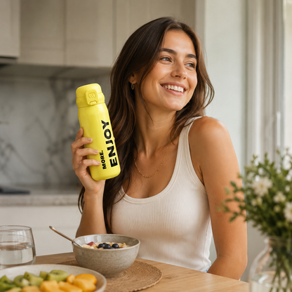 Botella térmica de acero inoxidable ENJOY 💧- 500 ml con sorbito, manija y diseño que inspira a disfrutar💧