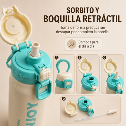 Botella térmica de acero inoxidable ENJOY 💧- 500 ml con sorbito, manija y diseño que inspira a disfrutar💧