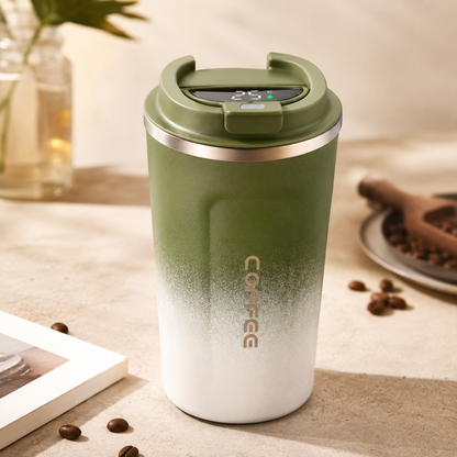 Vaso térmico para café o té con indicador de temperatura LED