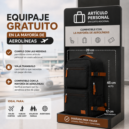 Mochila de viaje impermeable - 4 compartimentos apertura 180°