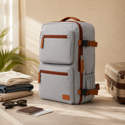 Mochila de viaje impermeable - 4 compartimentos apertura 180°