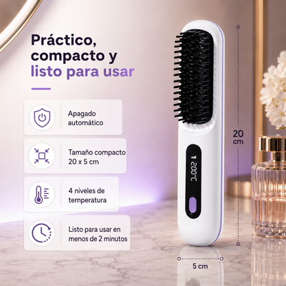 Cepillo Alisador Inalámbrico 2 en 1 – 4 Temperaturas