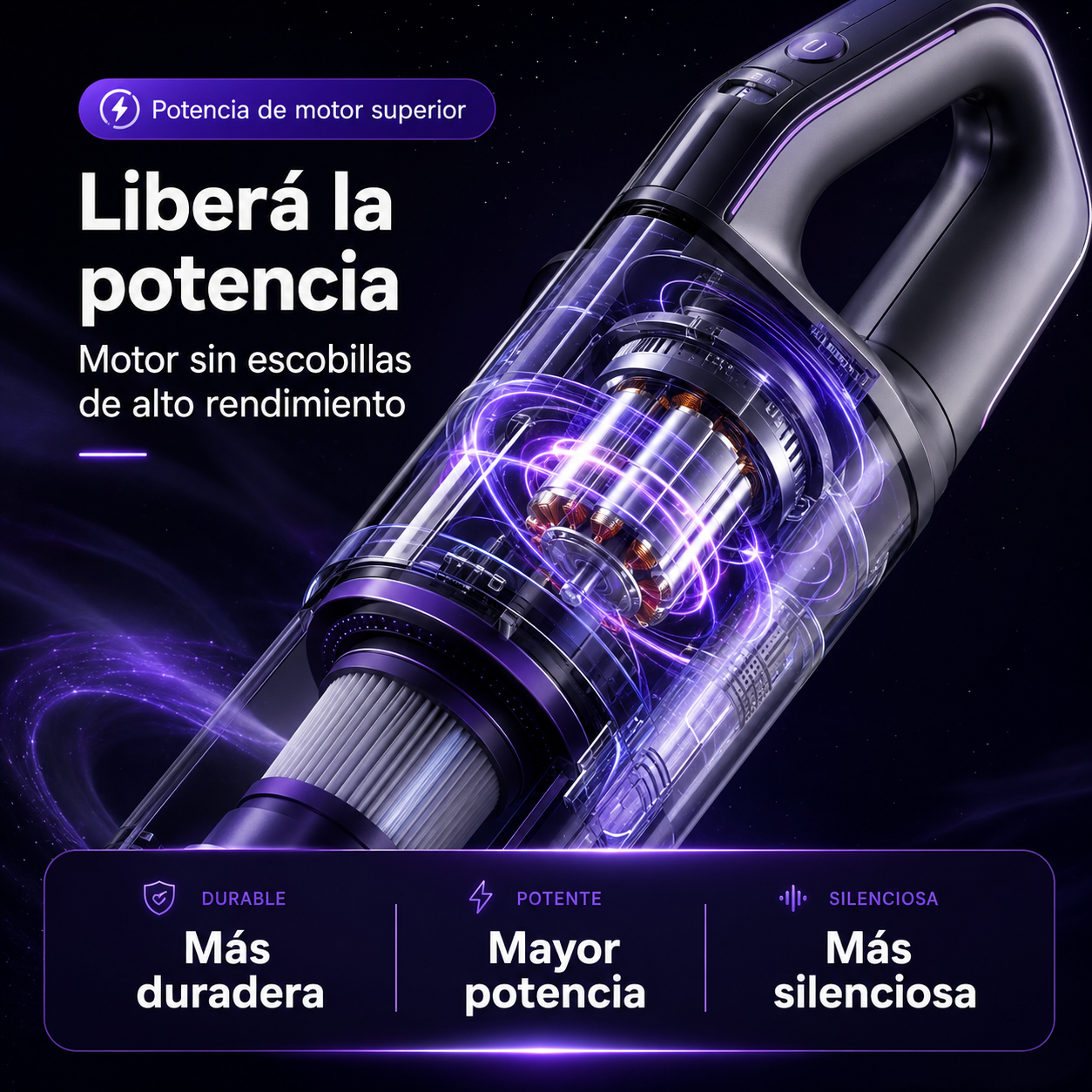Aspiradora Inalámbrica 4 en 1 con Mopa y Luz UV