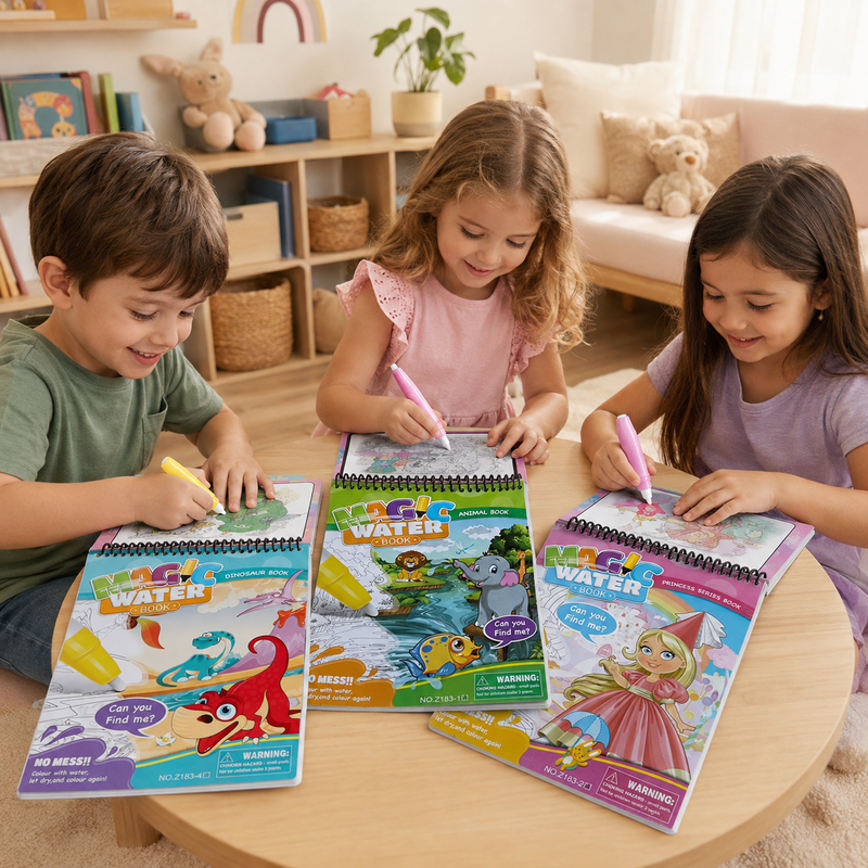 Libro Mágico para Pintar con Agua Reutilizable + Lápiz