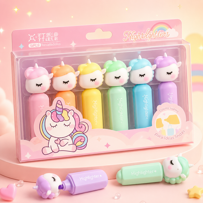 Set de Resaltadores Pastel Unicornio 🦄🌸 – ¡Tonos Suaves y Magia en tus Apuntes! ✨