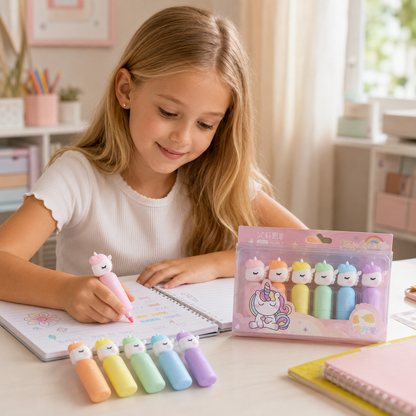 Set de Resaltadores Pastel Unicornio 🦄🌸 – ¡Tonos Suaves y Magia en tus Apuntes! ✨