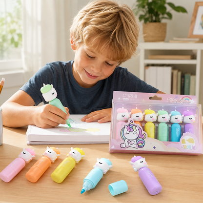 Set de Resaltadores Pastel Unicornio 🦄🌸 – ¡Tonos Suaves y Magia en tus Apuntes! ✨