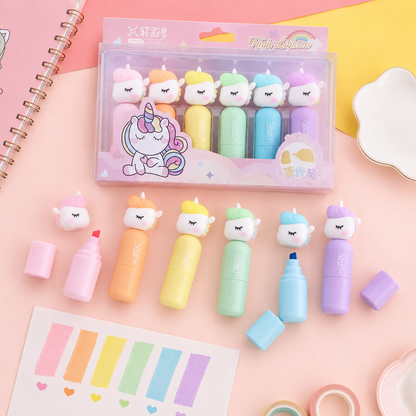 Set de Resaltadores Pastel Unicornio 🦄🌸 – ¡Tonos Suaves y Magia en tus Apuntes! ✨