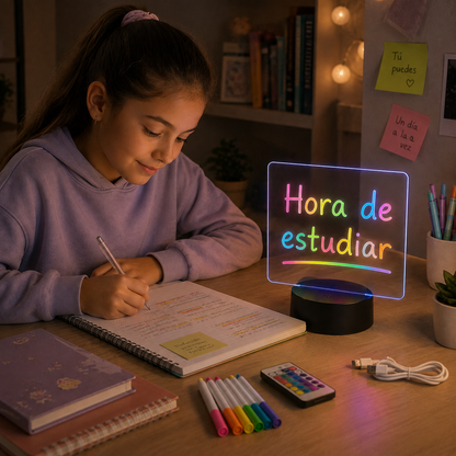 Lámpara pizarra LED RGB ✍️ Escribí con luz, cambiá colores y borrá lo que quieras