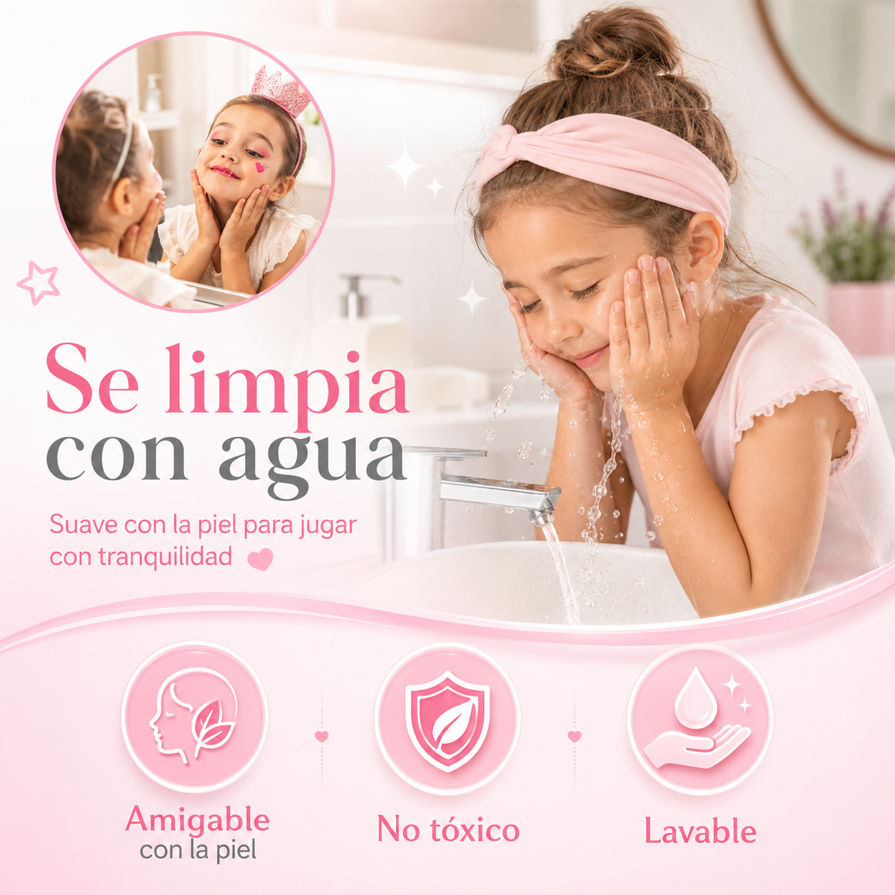 Valija de Maquillaje Infantil 3 Compartimientos con Espejo, Sombras, Brillos, Esmaltes y Accesorios