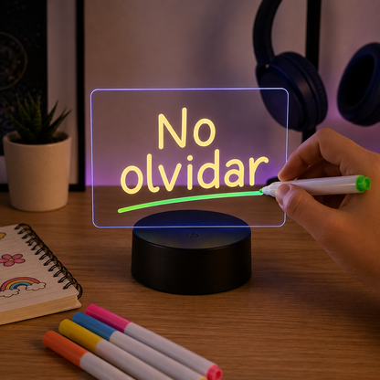 Lámpara pizarra LED RGB ✍️ Escribí con luz, cambiá colores y borrá lo que quieras