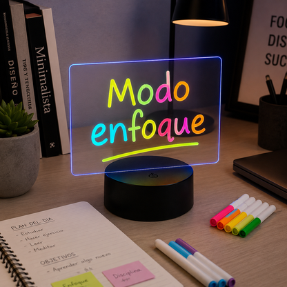 Lámpara pizarra LED RGB ✍️ Escribí con luz, cambiá colores y borrá lo que quieras