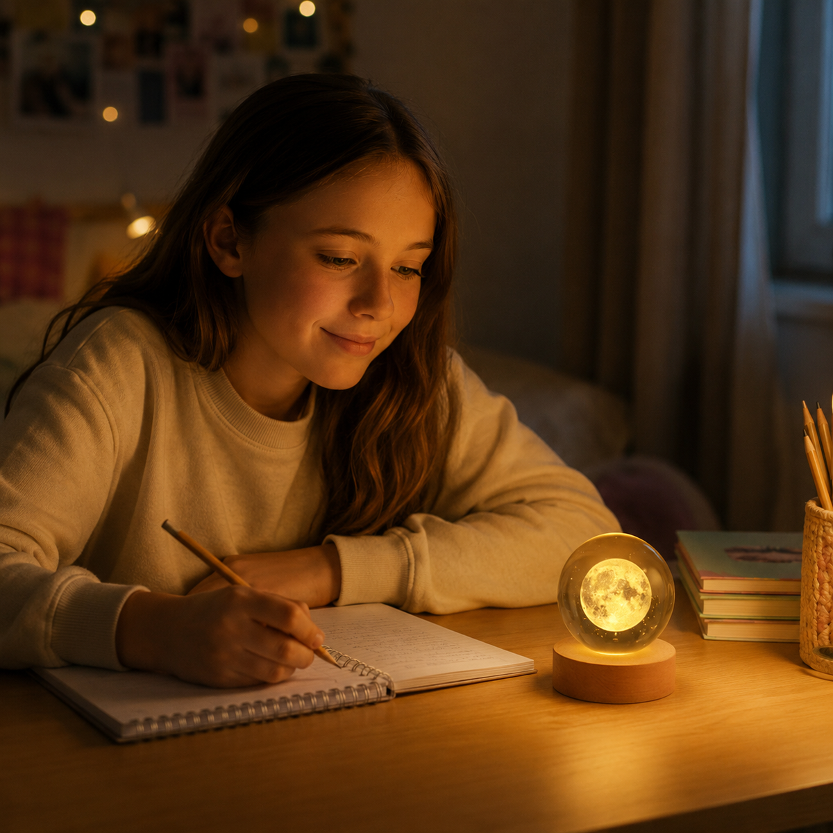 Lámpara de cristal con base de madera 💡 Diseños 3D iluminados
