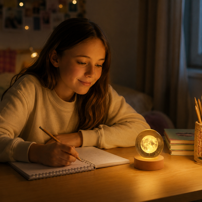 Lámpara de cristal con base de madera 💡 Diseños 3D iluminados