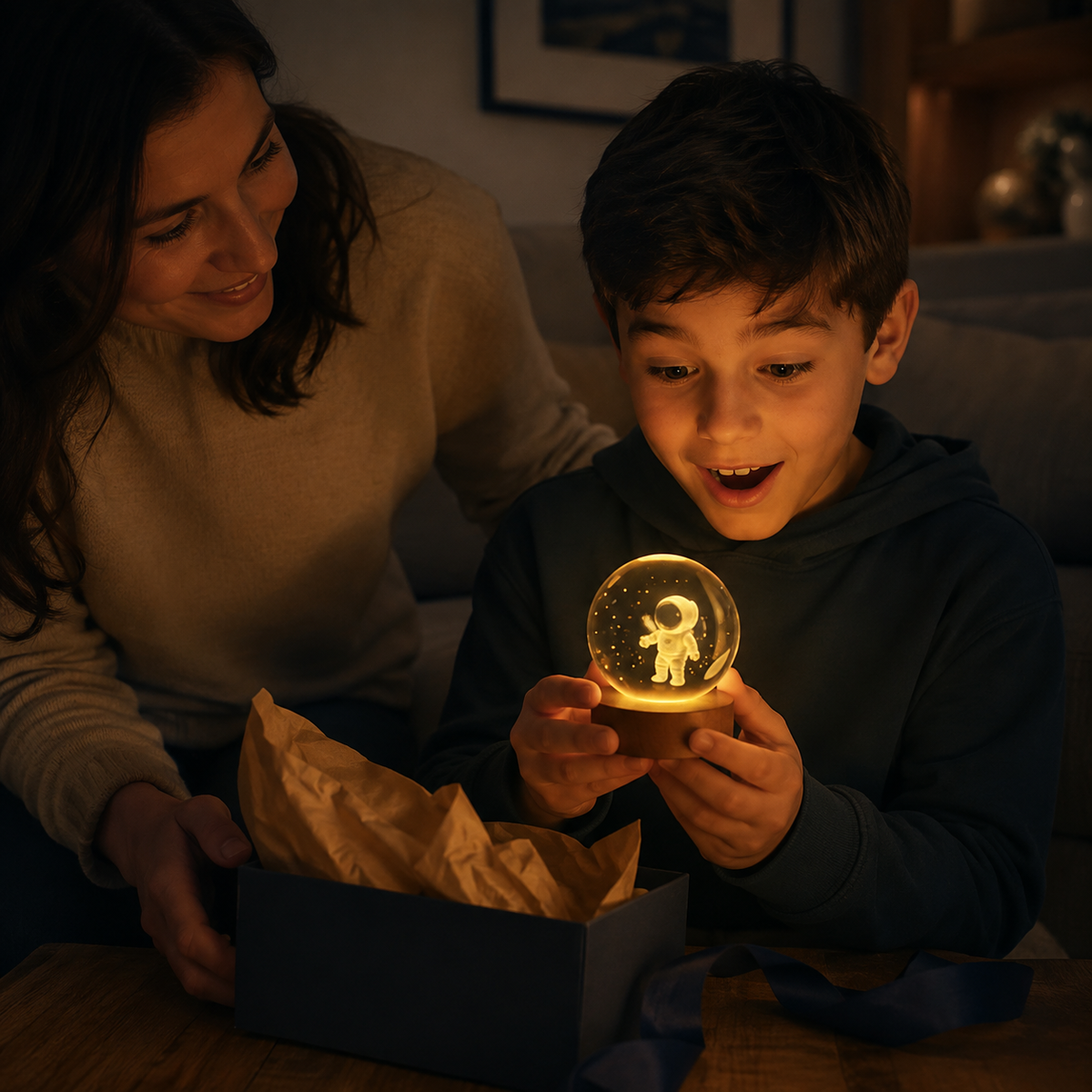 Lámpara de cristal con base de madera 💡 Diseños 3D iluminados