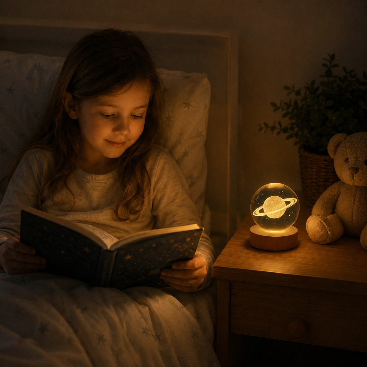 Lámpara de cristal con base de madera 💡 Diseños 3D iluminados