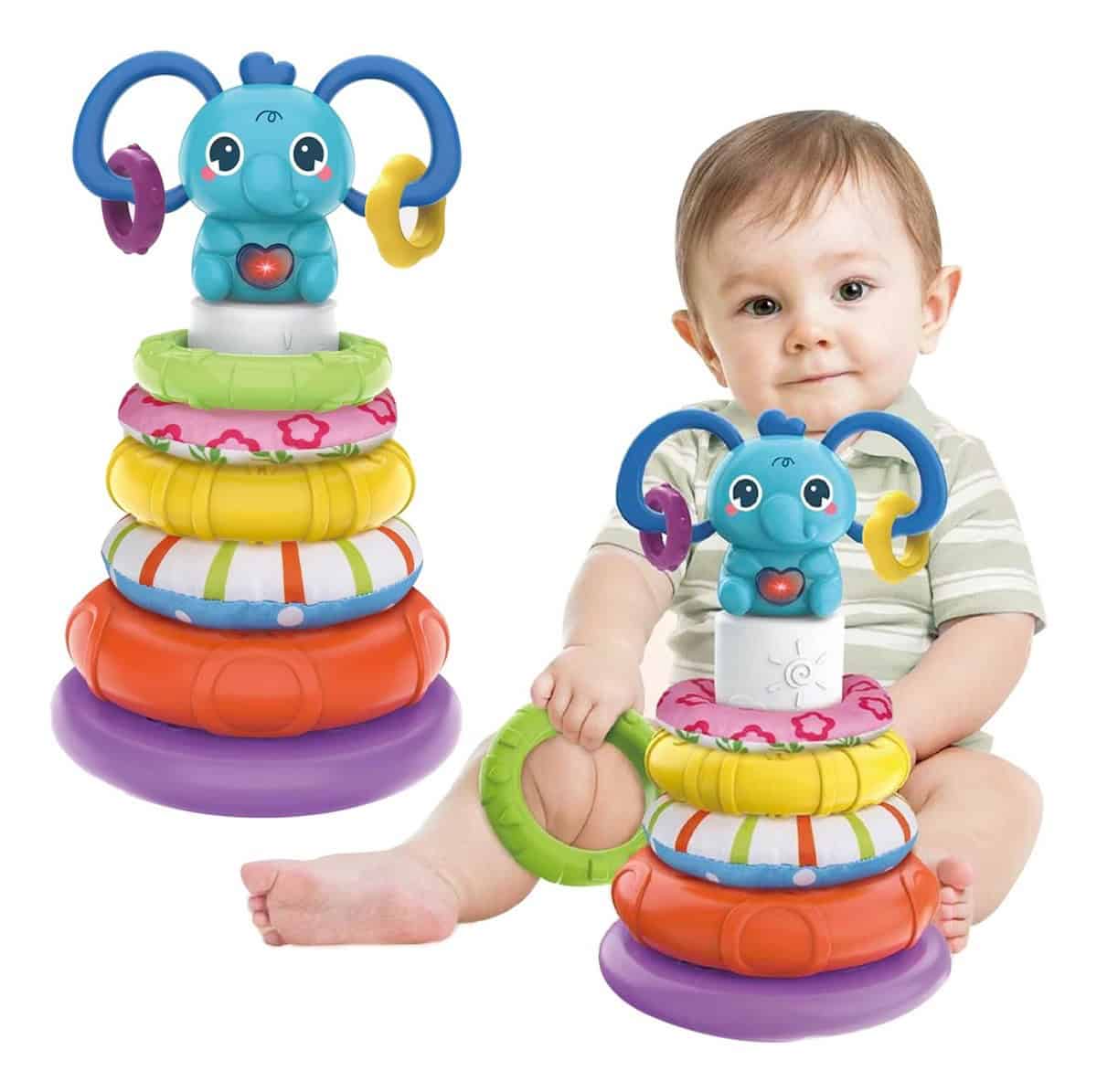 Torre Elefante apilable musical 🧠 Ideal para bebés curiosos que no paran de explorar