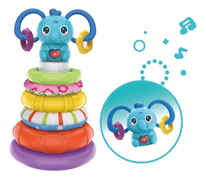 Torre Elefante apilable musical 🧠 Ideal para bebés curiosos que no paran de explorar