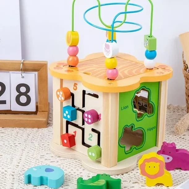 Cubo Didáctico 6 en 1 de madera🧠 – Juegos educativos para estimular la motricidad y el aprendizaje