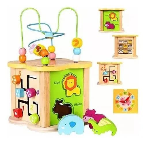 Cubo Didáctico 6 en 1 de madera🧠 – Juegos educativos para estimular la motricidad y el aprendizaje