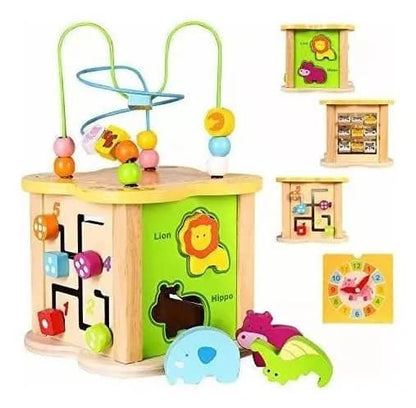 Cubo Didáctico 6 en 1 de madera🧠 – Juegos educativos para estimular la motricidad y el aprendizaje