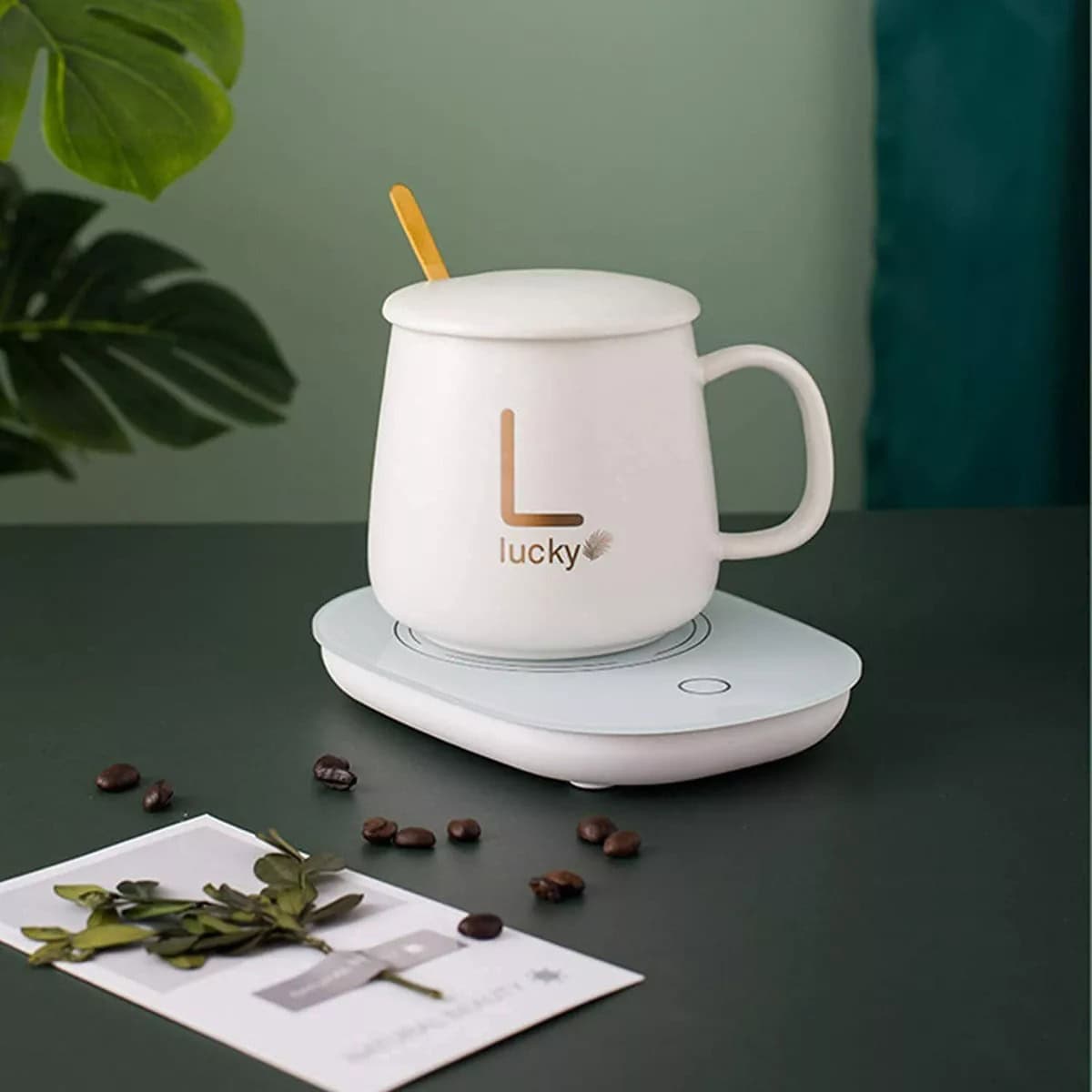 Taza calentadora eléctrica de cerámica “Lucky” – Bebidas siempre a la temperatura ideal