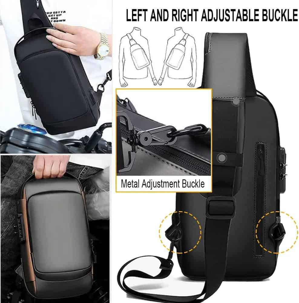Bolso de hombro impermeable antirrobo con combinación y puerto USB