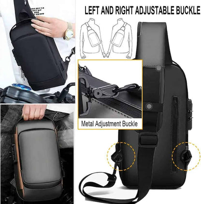 Bolso de hombro impermeable antirrobo con combinación y puerto USB