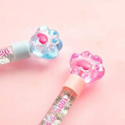Lapicera Escolar de Huellita con Luz LED y Glitter 🐾 – ¡Escribe y Brilla con Estilo! ✨🌈