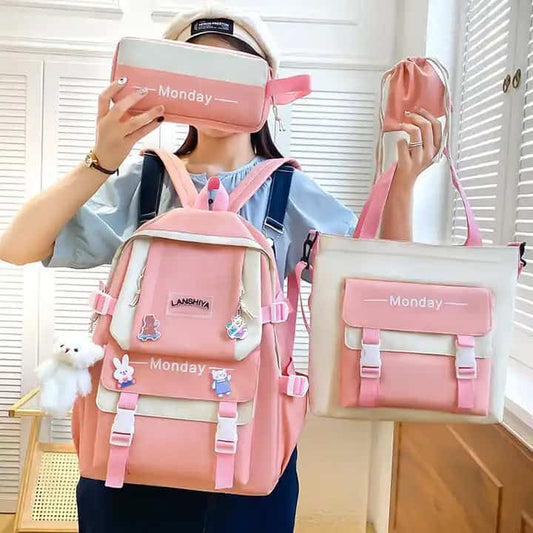 Set de Mochila Escolar Monday de 4 Piezas - ¡Estilo y Organización para Cada Día de Clases! 📚🎒