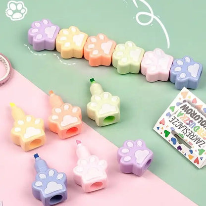 Set de Resaltadores Escolares de Huellita 🐾 – ¡Añade Color y Diversión a tus Notas! 🎨✨