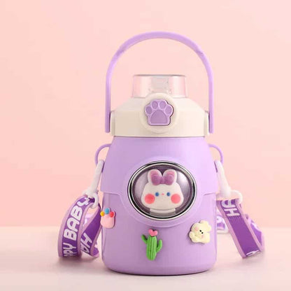 Botella de acero termica infantil  y personajes 3D 🥰 – Con correa y detalles intercambiables