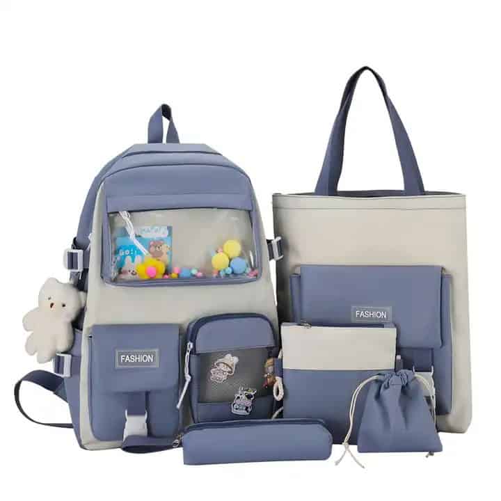 Set de Mochila Escolar Fashion de 5 Piezas - ¡Comodidad y Estilo para Todo el Año! 📚🎒✨